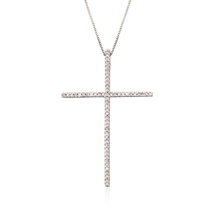 .17 ct. t.w. Diamond Cross Pendant Necklace in 14kt White Gold
