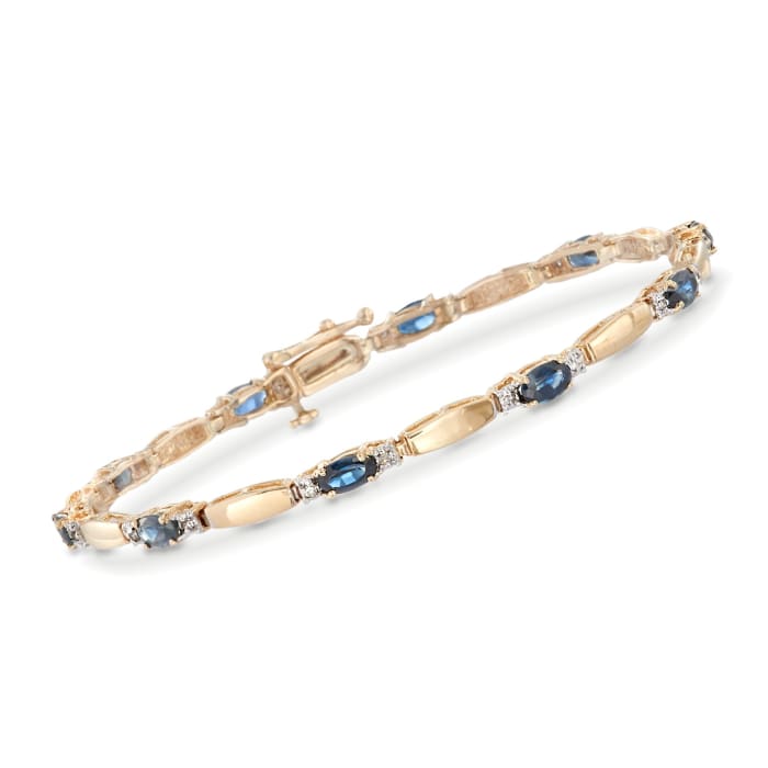 3.50 ct. t.w. Sapphire and .10 ct. t.w. Diamond Bracelet in 14kt Yellow Gold