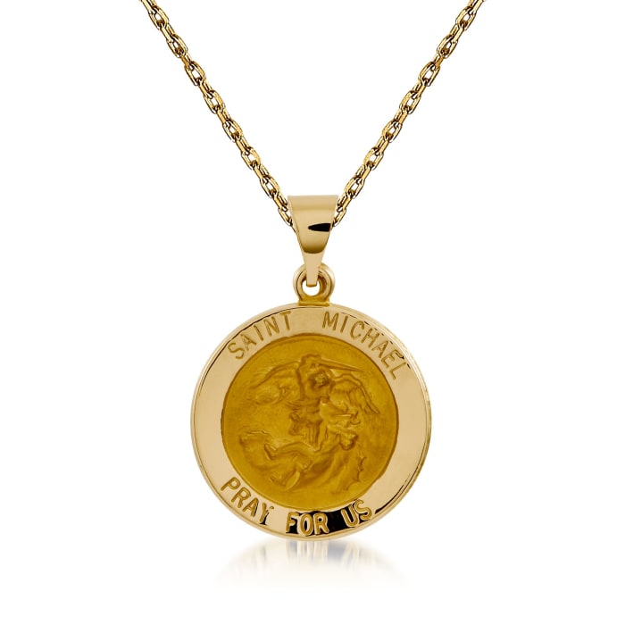 14kt Yellow Gold Saint Michael Pendant Necklace