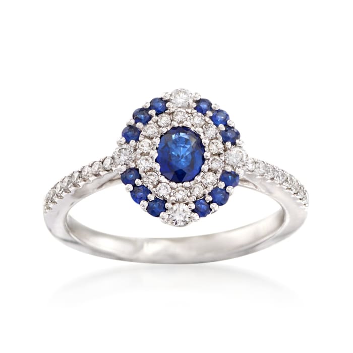 Gregg Ruth .50 ct. t.w. Sapphire and .35 ct. t.w. Diamond Ring in 18kt White Gold
