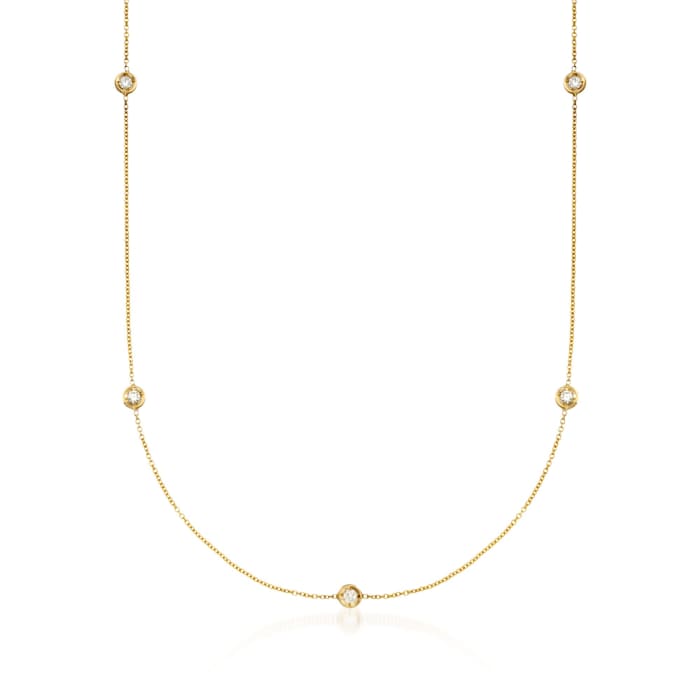 Roberto Coin .23 ct. t.w. Diamond Station Necklace in 18kt Yellow Gold