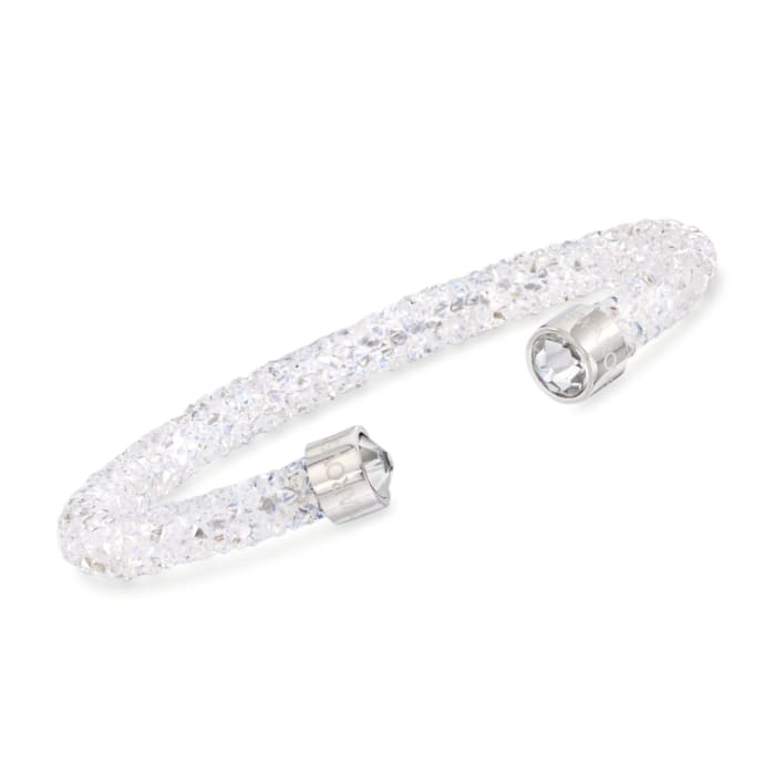Swarovski Crystal &quot;Dust&quot; White Crystal Cuff Bracelet in Stainless Steel