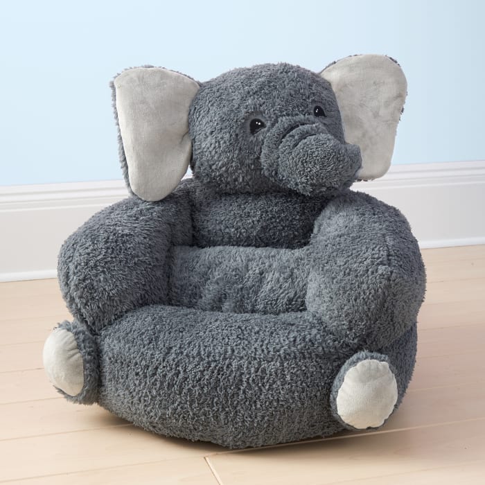 Children's Plush Gray Elephant Chair