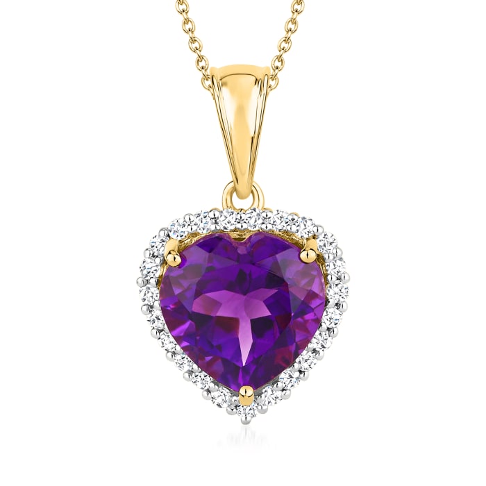 4.20 Carat Amethyst Heart Pendant Necklace with .50 ct. t.w. White ...