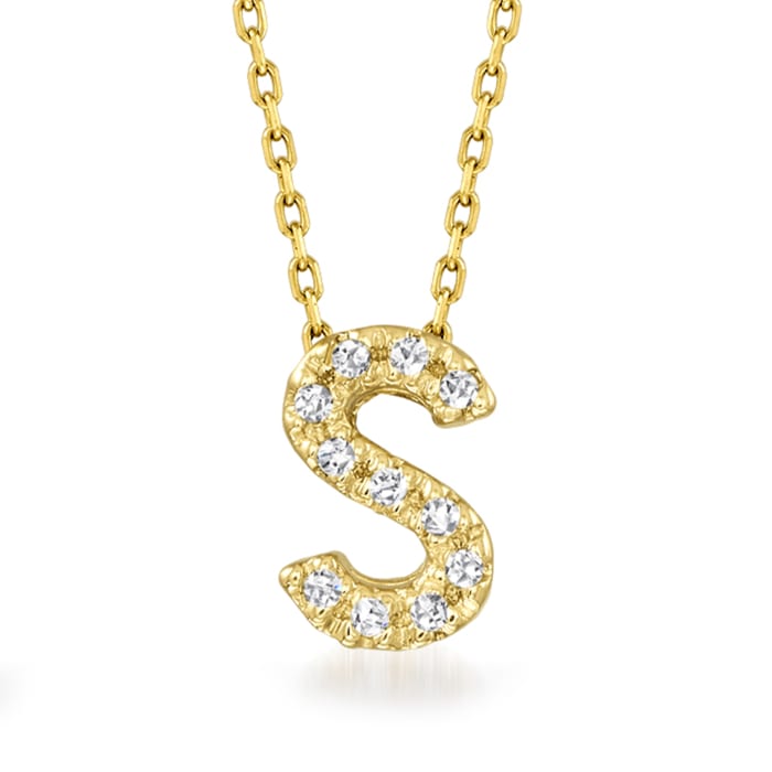 Diamond-Accented Initial Necklace in 14kt Yellow Gold | Ross-Simons