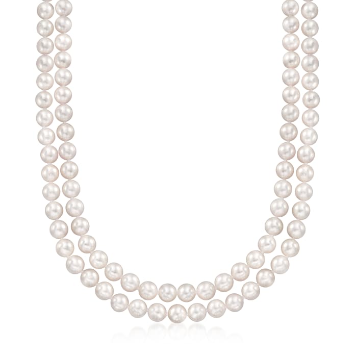 6.5-7mm Akoya Pearl Two-Strand Necklace in 14kt White Gold