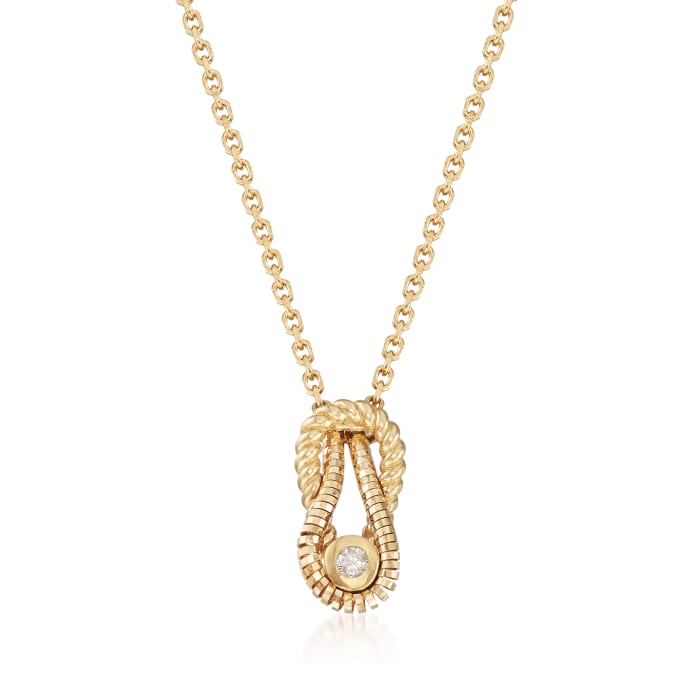 Phillip Gavriel &quot;Italian Cable&quot; Diamond-Accented Double-Loop Necklace in 14kt Yellow Gold