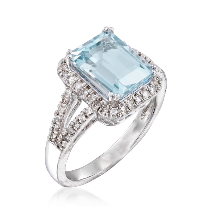 2.95 Carat Aquamarine and .25 ct. t.w. Diamond Ring in Sterling Silver ...