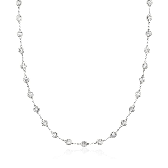 5.00 ct. t.w. Bezel-Set Diamond Station Necklace in 14kt White Gold
