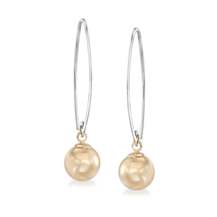 14kt Yellow Gold Bead Drop Earrings with Sterling Silver