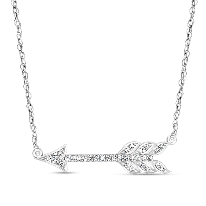 .15 ct. t.w. Diamond Arrow Necklace in 14kt White Gold