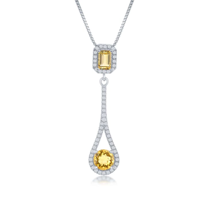 1.30 ct. t.w. Citrine and .52 ct. t.w. White Topaz Pendant Necklace in Sterling Silver