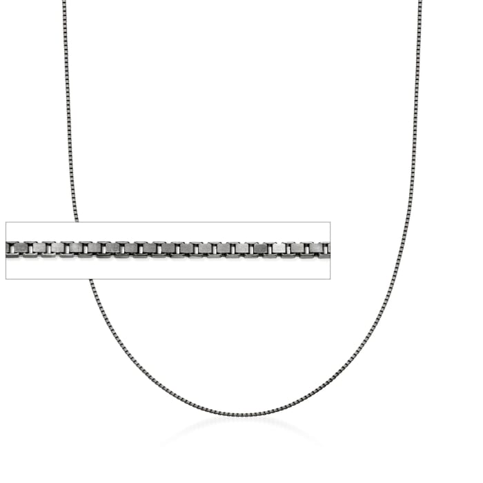 Italian 1mm Sterling Silver Adjustable Slider Box Chain Necklace in Black Rhodium