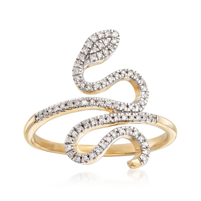 .15 ct. t.w. Diamond Snake Ring in 14kt Yellow Gold | Ross-Simons