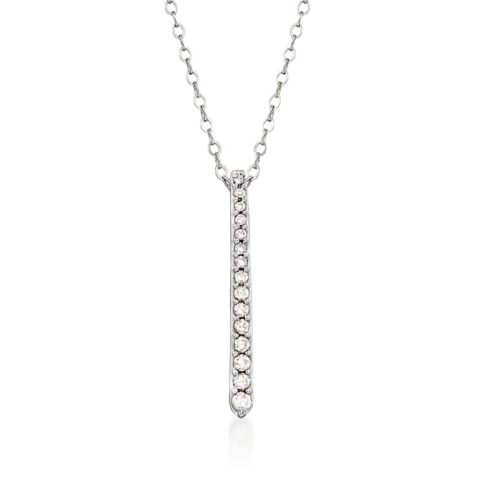 .16 ct. t.w. Diamond Linear Bar Pendant Necklace in 14kt White Gold