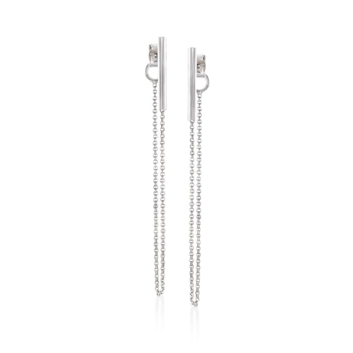 Italian Sterling Silver Bar and Chain Earrings