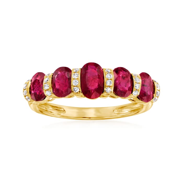 2.60 ct. t.w. Ruby and .11. ct. t.w. Diamond Ring in 14kt Yellow Gold ...