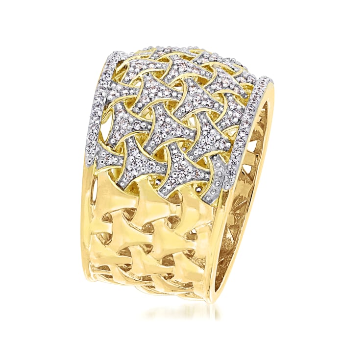.74 ct. t.w. Diamond Basketweave Ring in 14kt Yellow Gold | Ross-Simons