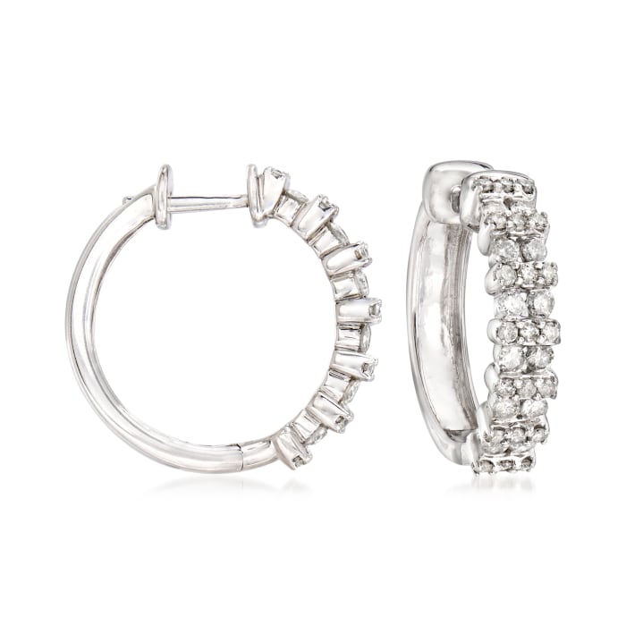 1.00 ct. t.w. Diamond Double-Row Hoop Earrings in Sterling Silver
