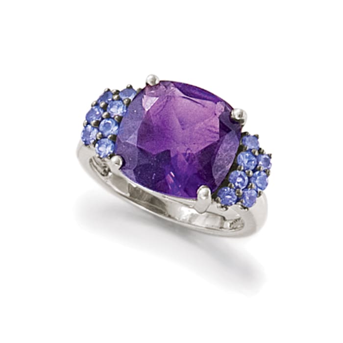 5.50 Carat Amethyst and .40 ct. t.w. Tanzanite Ring in Sterling Silver ...