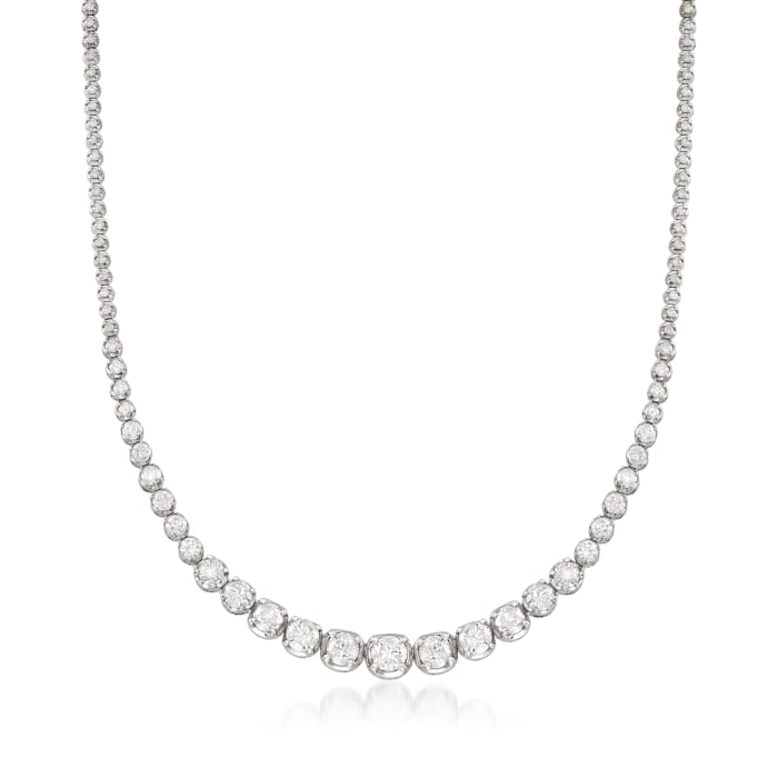 10.00 ct. t.w. Graduated Diamond Tennis Necklace in 14kt White Gold