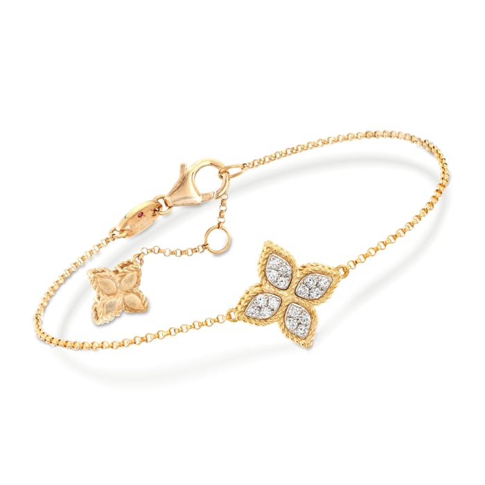 Roberto Coin &quot;Princess&quot; .17 ct. t.w. Diamond Flower Bracelet in 18kt Yellow Gold