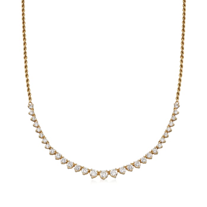 C. 1980 Vintage 3.00 ct. t.w. Diamond Rope Chain Necklace in 14kt Yellow Gold