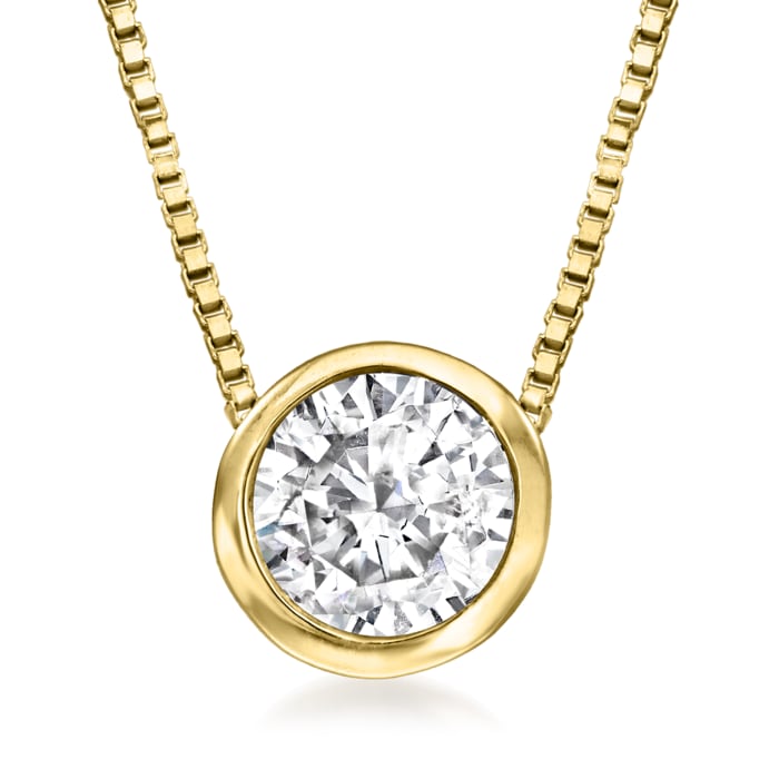 .50 Carat Bezel-Set Diamond Necklace in 14kt Yellow Gold | Ross-Simons
