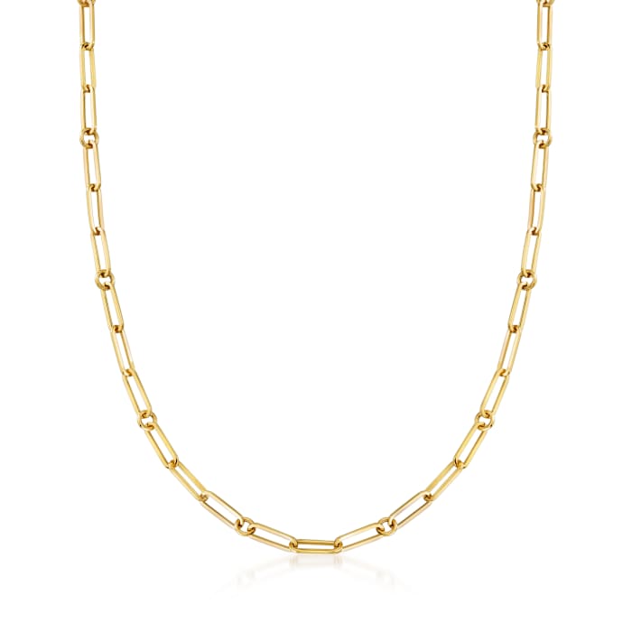 14k Gold Paper Clip Link Chain Necklace