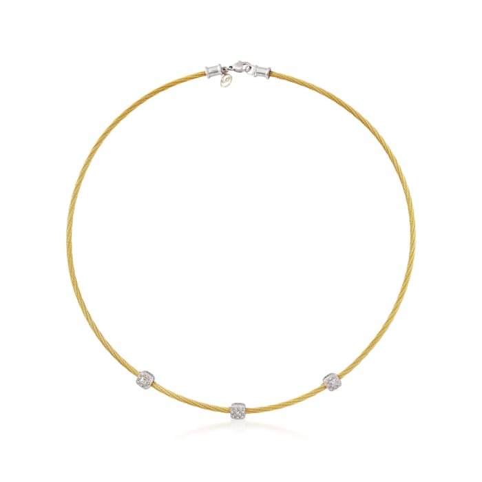 ALOR &quot;Classique&quot; .14 ct. t.w. Diamond Station Yellow Cable Necklace with 18kt White Gold