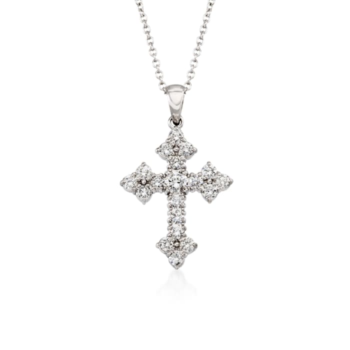 Simon G. .45 ct. t.w. Diamond Cross Pendant Necklace in 18kt White Gold