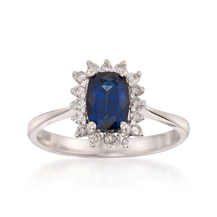 1.40 Carat Sapphire and .20 ct. t.w. Diamond Ring in 14kt White Gold