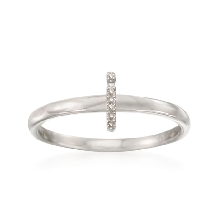 Diamond Accent Mini Initial &quot;I&quot; Ring in Sterling Silver