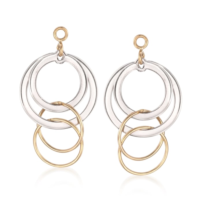 14kt Yellow Gold and Sterling Silver Circle Drop Earring Jackets