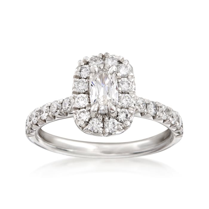 Henri Daussi 1.08 ct. t.w. Diamond Halo Engagement Ring in 18kt White Gold
