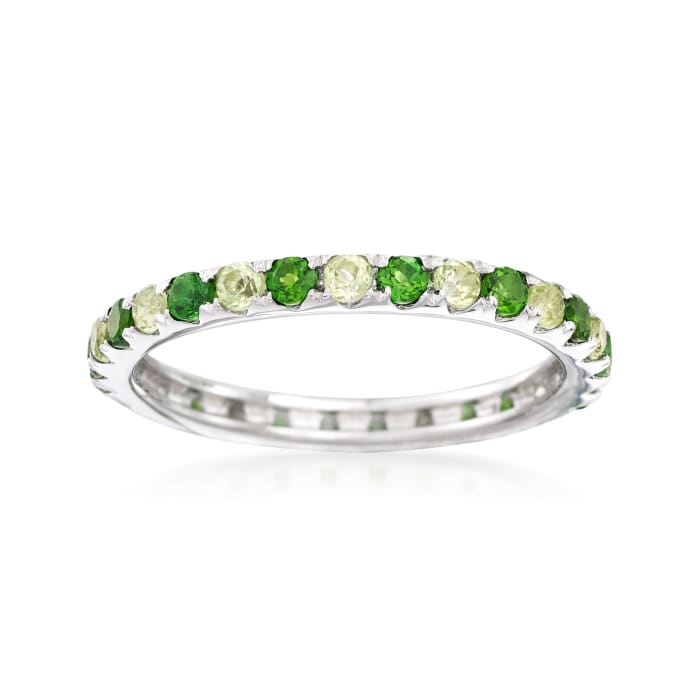 .50 ct. t.w. Chrome Diopside and .50 ct. t.w. Peridot Eternity Ring in Sterling Silver