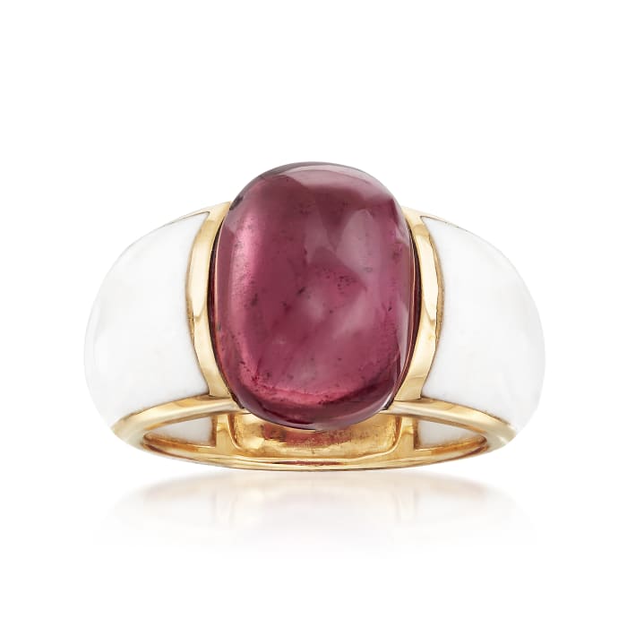 7.75 Carat Garnet and White Agate Ring in 14kt Yellow Gold