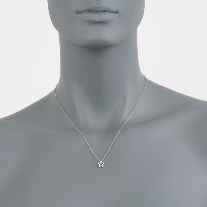 Roberto Coin .10 ct. t.w. Tiny Treasure &quot;Star&quot; Diamond Necklace in 18kt White Gold 18-inch