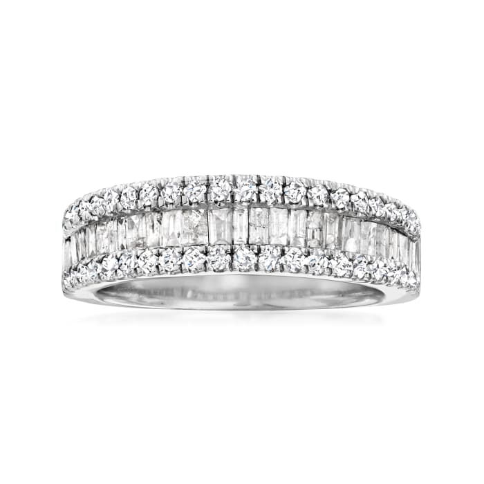 1.00 ct. t.w. Baguette and Round Diamond Ring in Sterling Silver