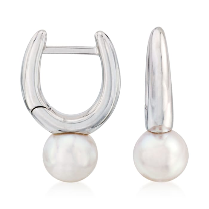 Mikimoto 6.5mm A+ Akoya Pearl Hoop Earrings in 18kt White Gold    