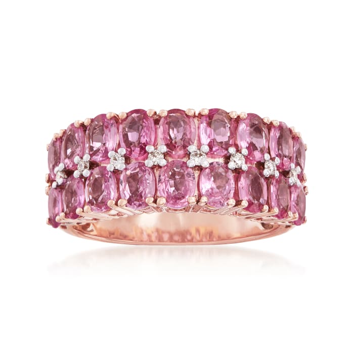 3.80 ct. t.w. Pink Sapphire Ring with Diamond Accents in 14kt Rose Gold