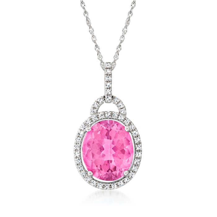 6.25 Carat Pink Topaz Pendant Necklace with .20 ct. t.w. Diamonds in 14kt White Gold