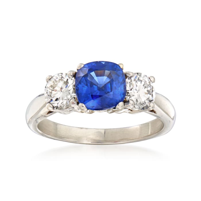 1.50 Carat Sapphire and .85 ct. t.w. Diamond Ring in Platinum