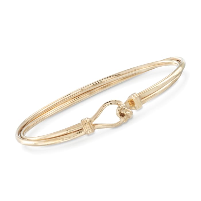 Italian 14kt Yellow Gold Two-Row Knot Bangle Bracelet