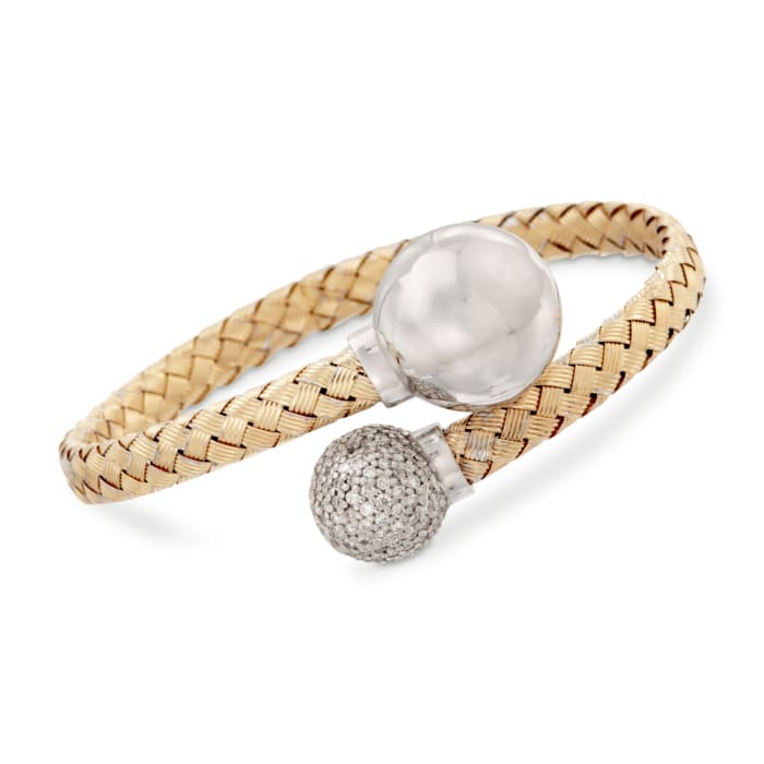 Italian 1.06 ct. t.w. Diamond Bypass Bracelet in 14kt Two-Tone Gold