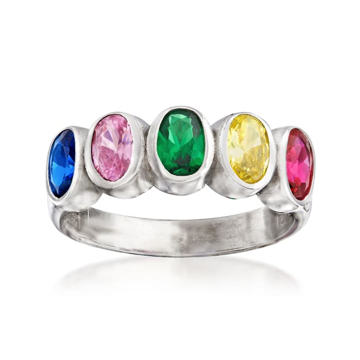 2.50 ct. t.w. Multicolored CZ Ring in Sterling Silver