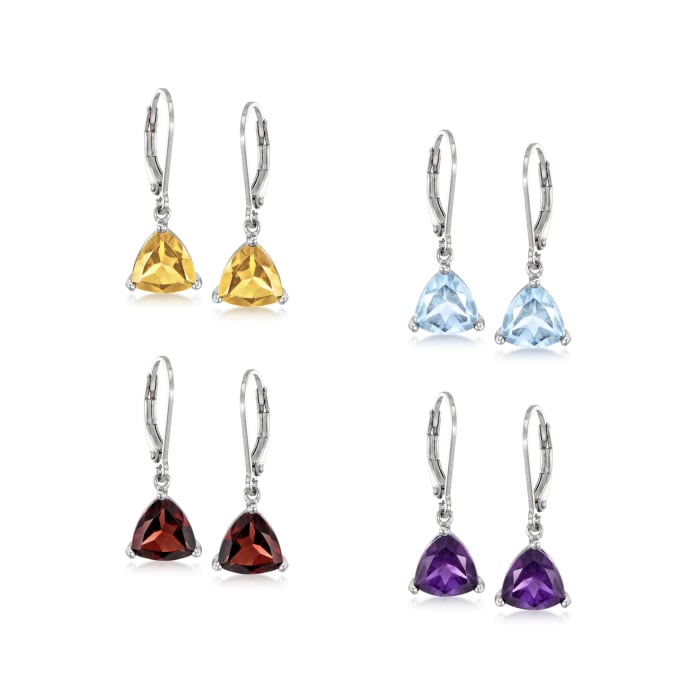13.10 ct. t.w. Multi-Gem Jewelry Set: Four Pairs of Drop Earrings in Sterling Silver