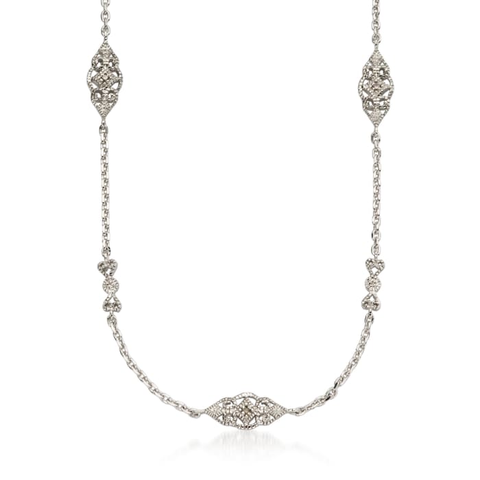 .20 ct. t.w. Diamond Filigree Station Necklace in Sterling Silver