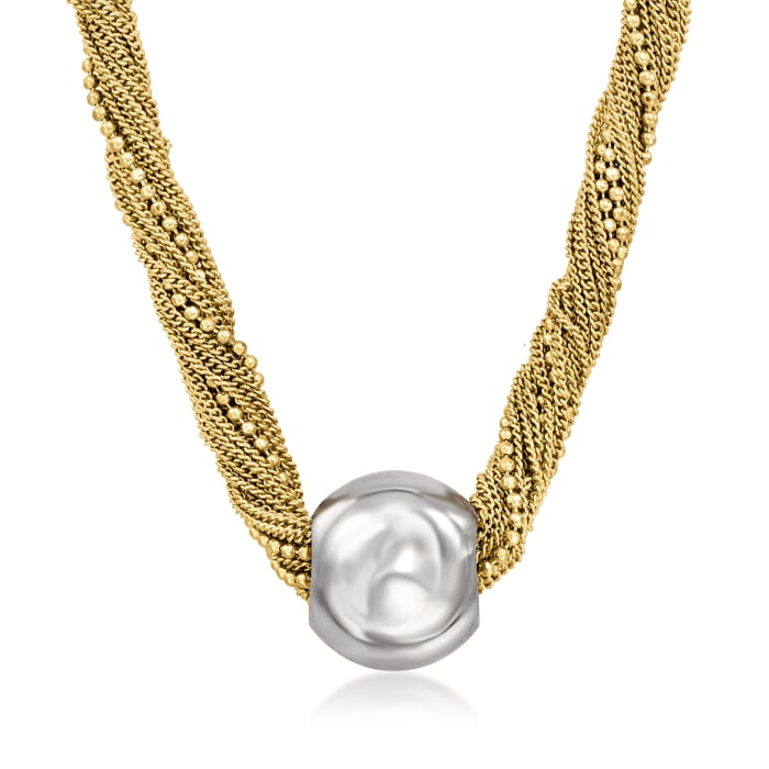 Italian 18kt Gold Over Sterling and Sterling Silver Multi-Strand Bead Necklace