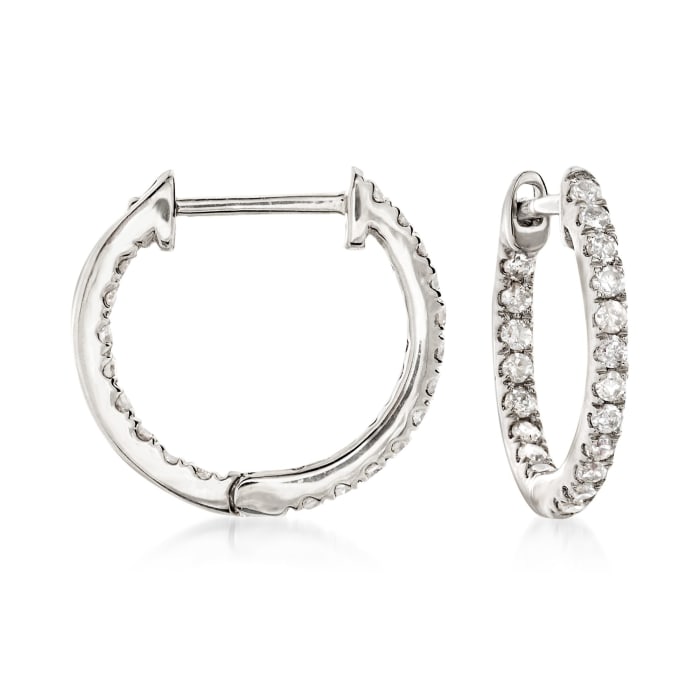 .20 ct. t.w. Diamond Tiny Inside-Outside Huggie Hoop Earrings in 14kt White Gold
